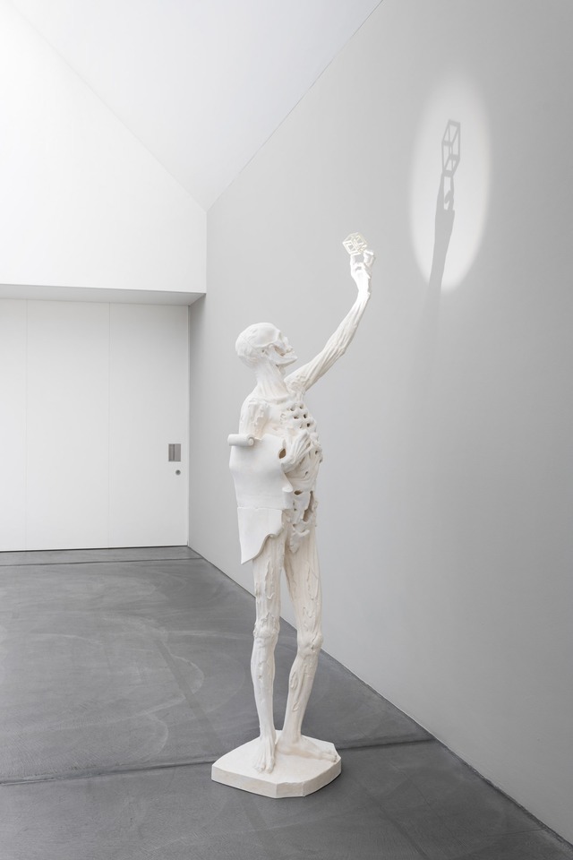 *Marrow*, 2022
Plaster sculpture, electric lights
224 x 45 x 40 cm\
88 1/4 x 17 3/4 x 15 3/4 in